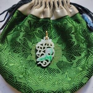 Carved Flower Jadeite Pendant ~ Vintage